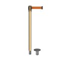 Montour Line Retractable Belt Removable Stanchion, 2ft Pol.Brass Post  7.5ft Orange MX530R-PB-OR-75